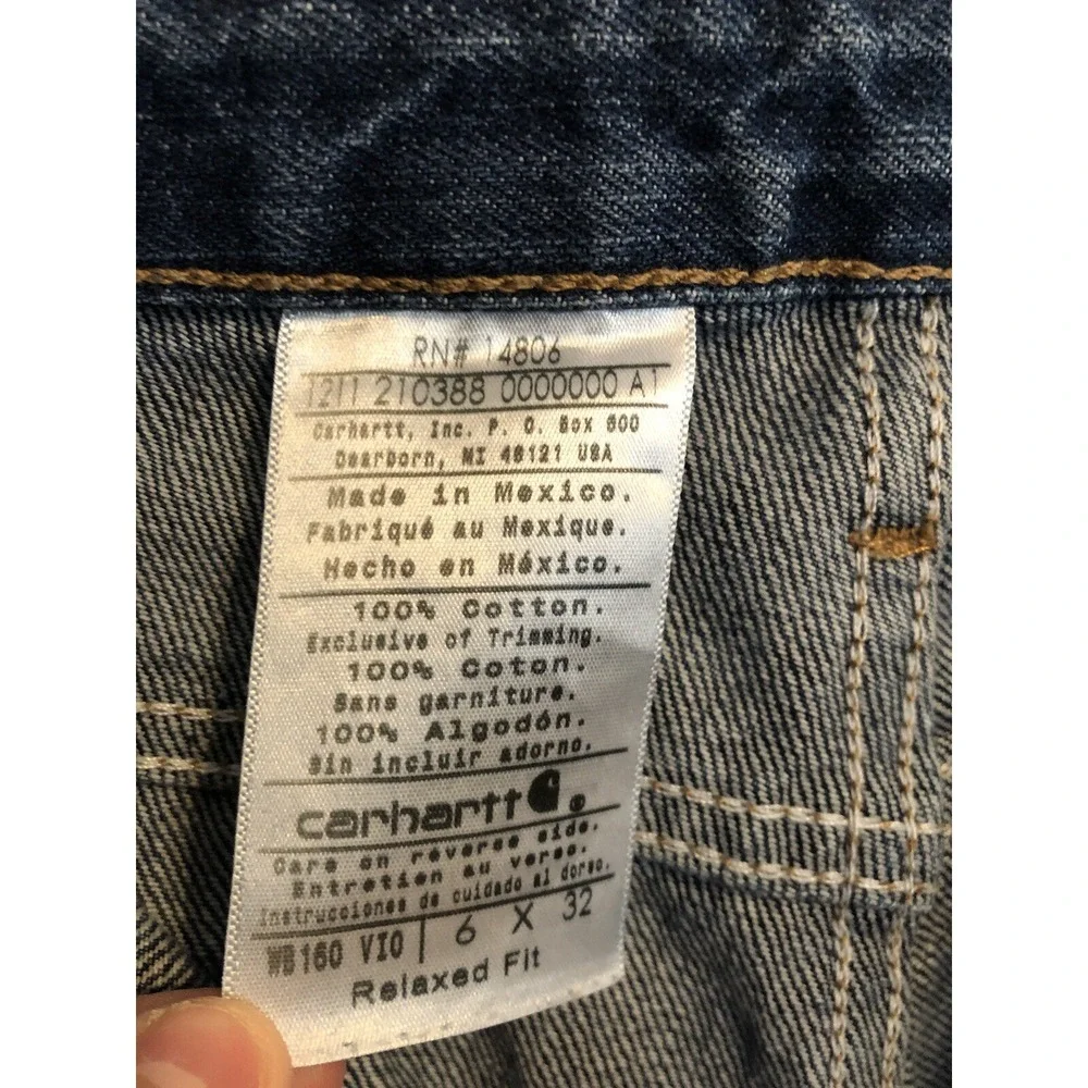 Carhartt Womens Jeans 6x32 Blue Relaxed Fit Medium Wash Denim Carpenter Workwear